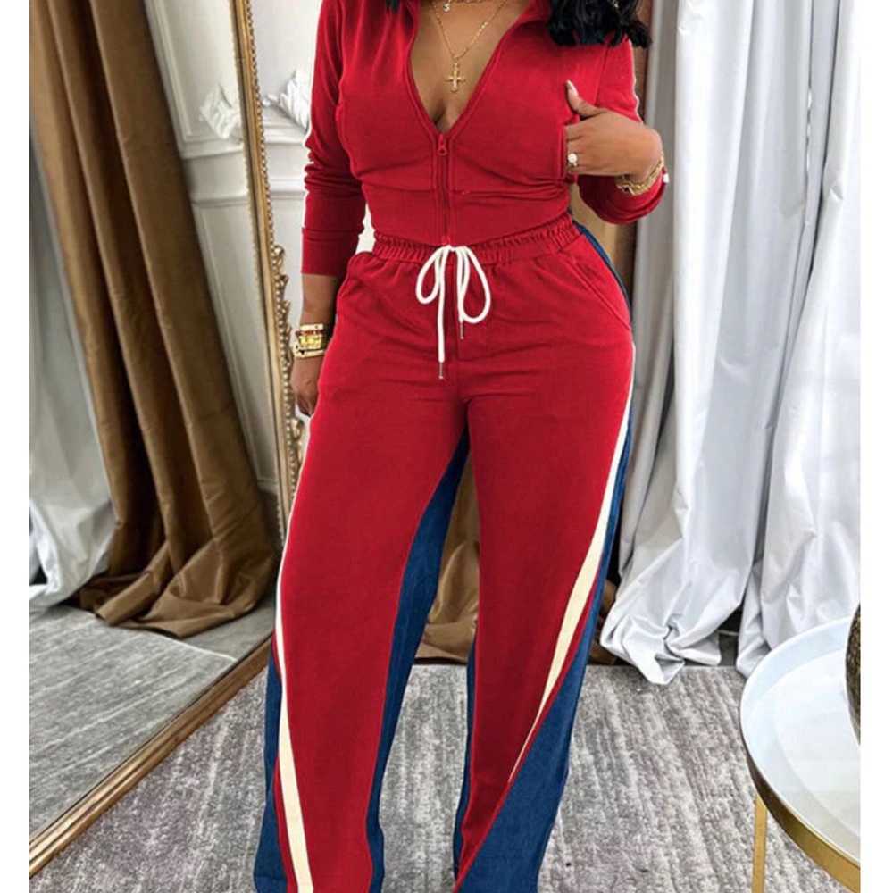 Red & Blue Zip Up tracksuit set